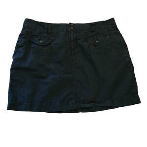 OLD NAVY Size 14 Skirt Dark Navy Blue Linen Cotton Blend Utility Mini Pockets